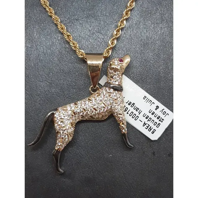 Gouden hanger hond diamanten