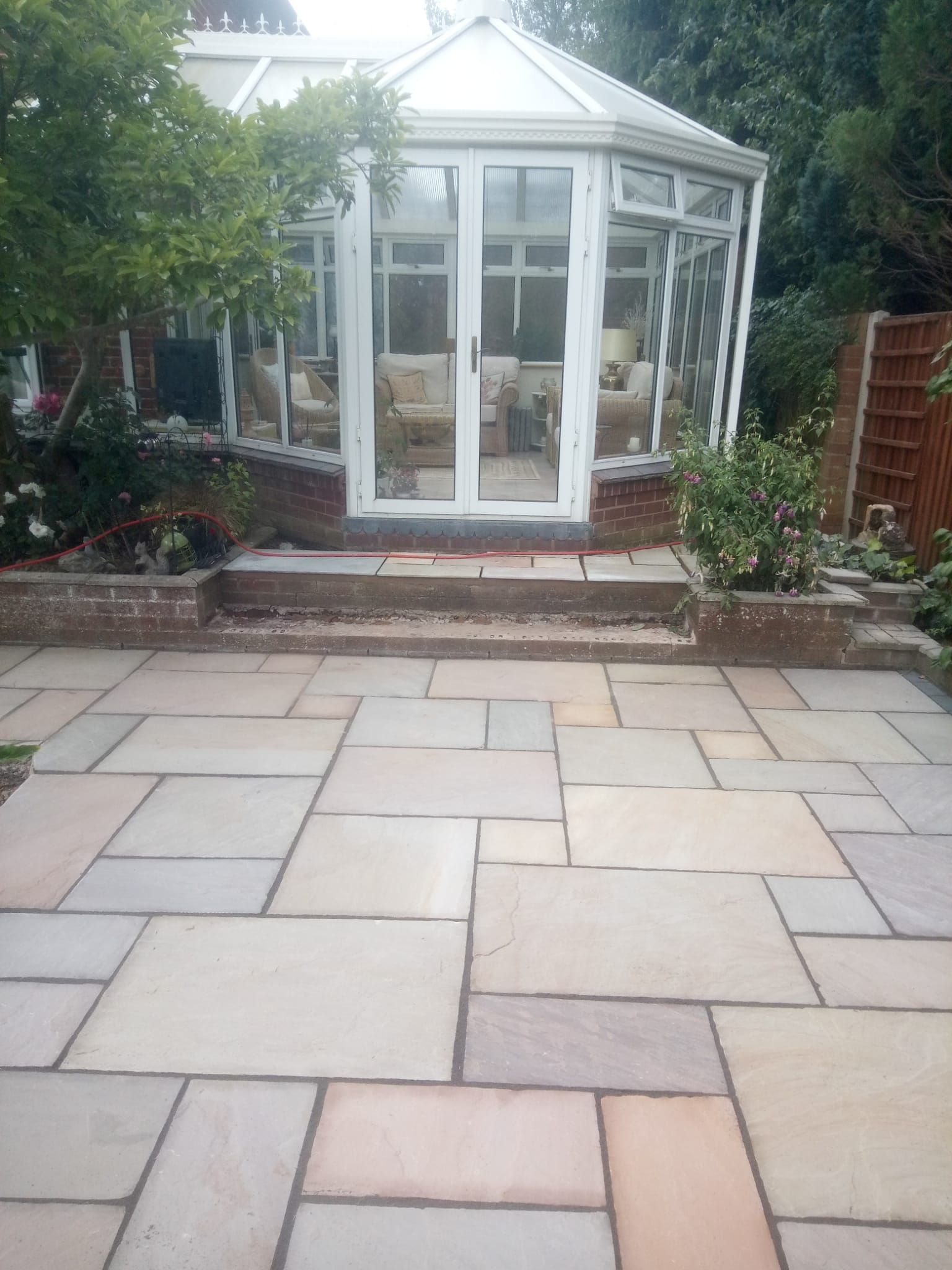 Paving and slabbing outside a conservatory in Shrewsbury