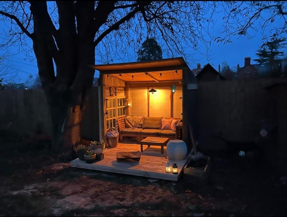 Wooden out building in a garden in Shrewsbury