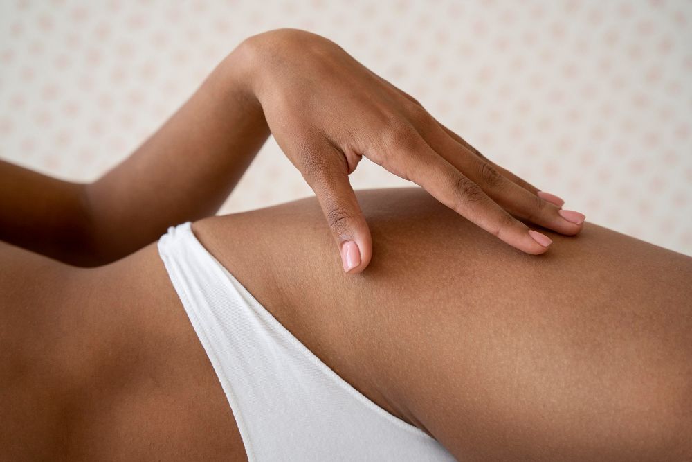 Client receiving a quick and professional Brazilian wax at A Sugard Cookie.