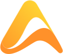 A yellow and orange logo on a white background.