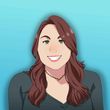A pixel art of a woman with curly hair smiling