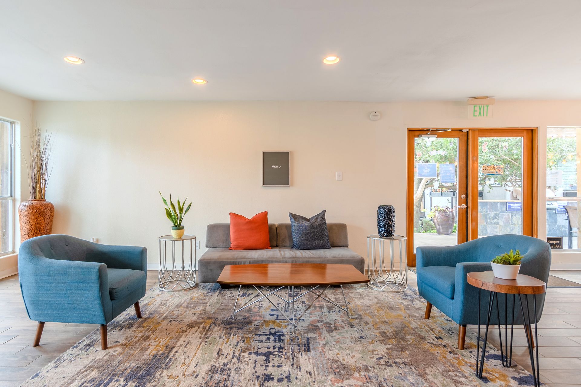 Photo of the community clubhouse lounge showing a living room type of area