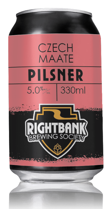 A can of rightbank brewing society czech maate pilsner
