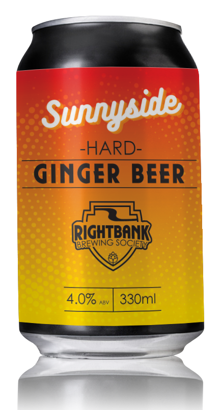 A can of rightbank sunnyside hard ginger beer