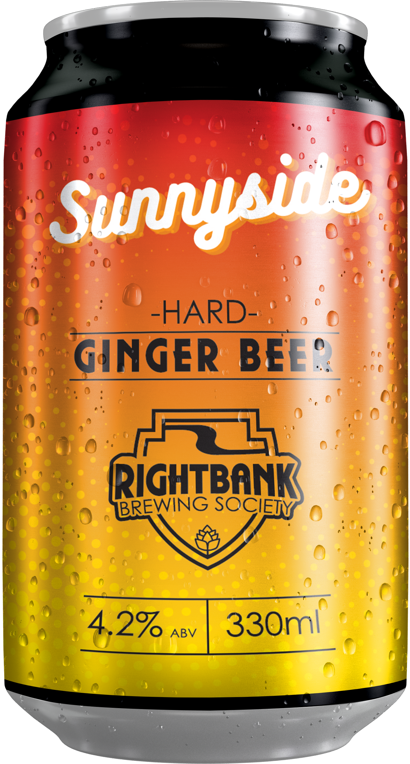 A can of rightbank sunnyside hard ginger beer