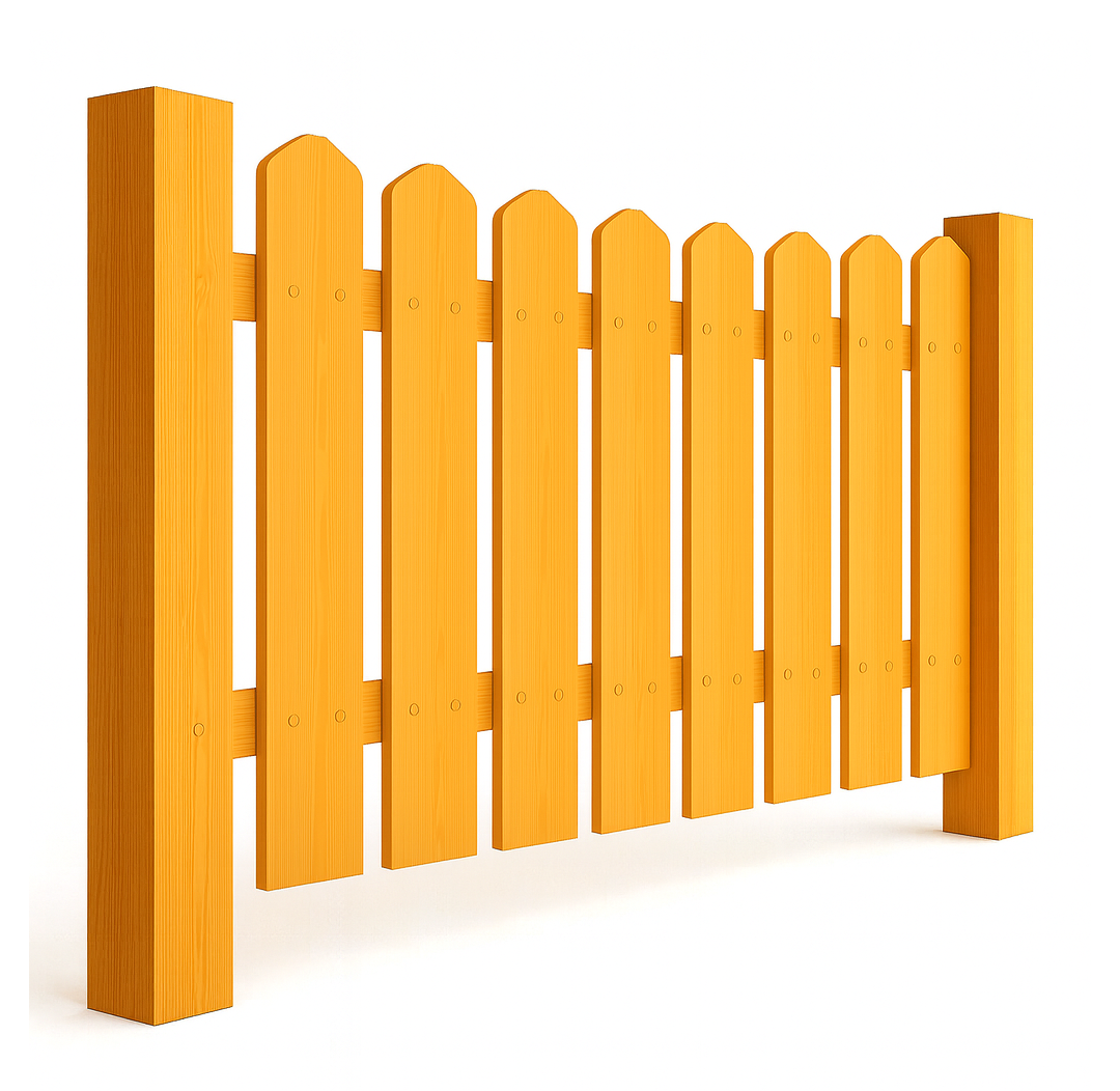 Yellow picket fence.