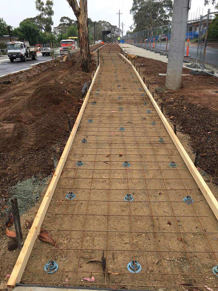 steel support structure being installed