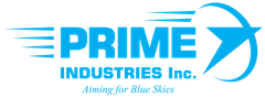 Logo for Prime Industries Inc. Blue text 