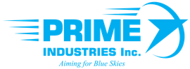 Logo for Prime Industries Inc. Blue text 