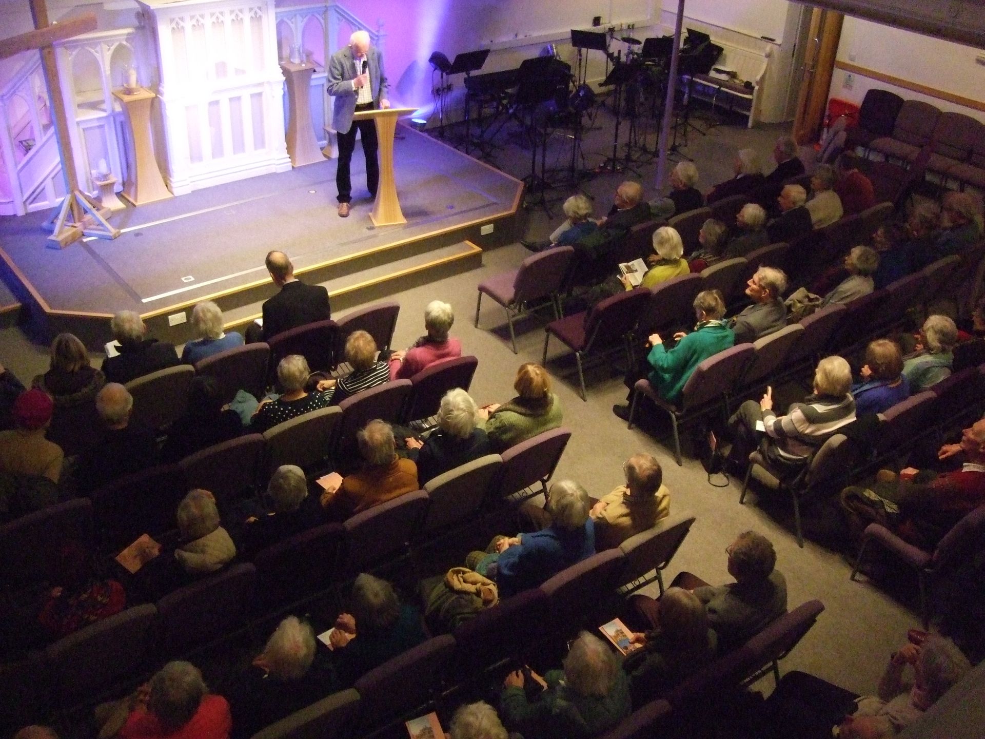 Audience & speaker at a Society talk at Quay Church