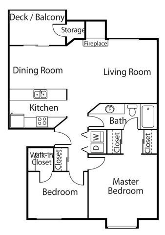 Lexington apartment homes floor plan 2 bed
