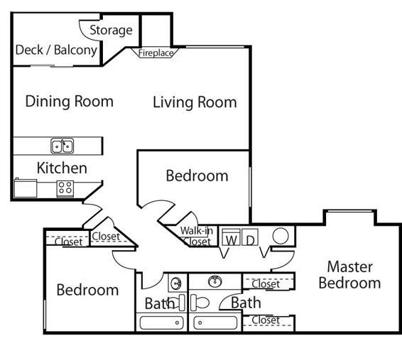 Lexington apartment homes floor plan 3  bed