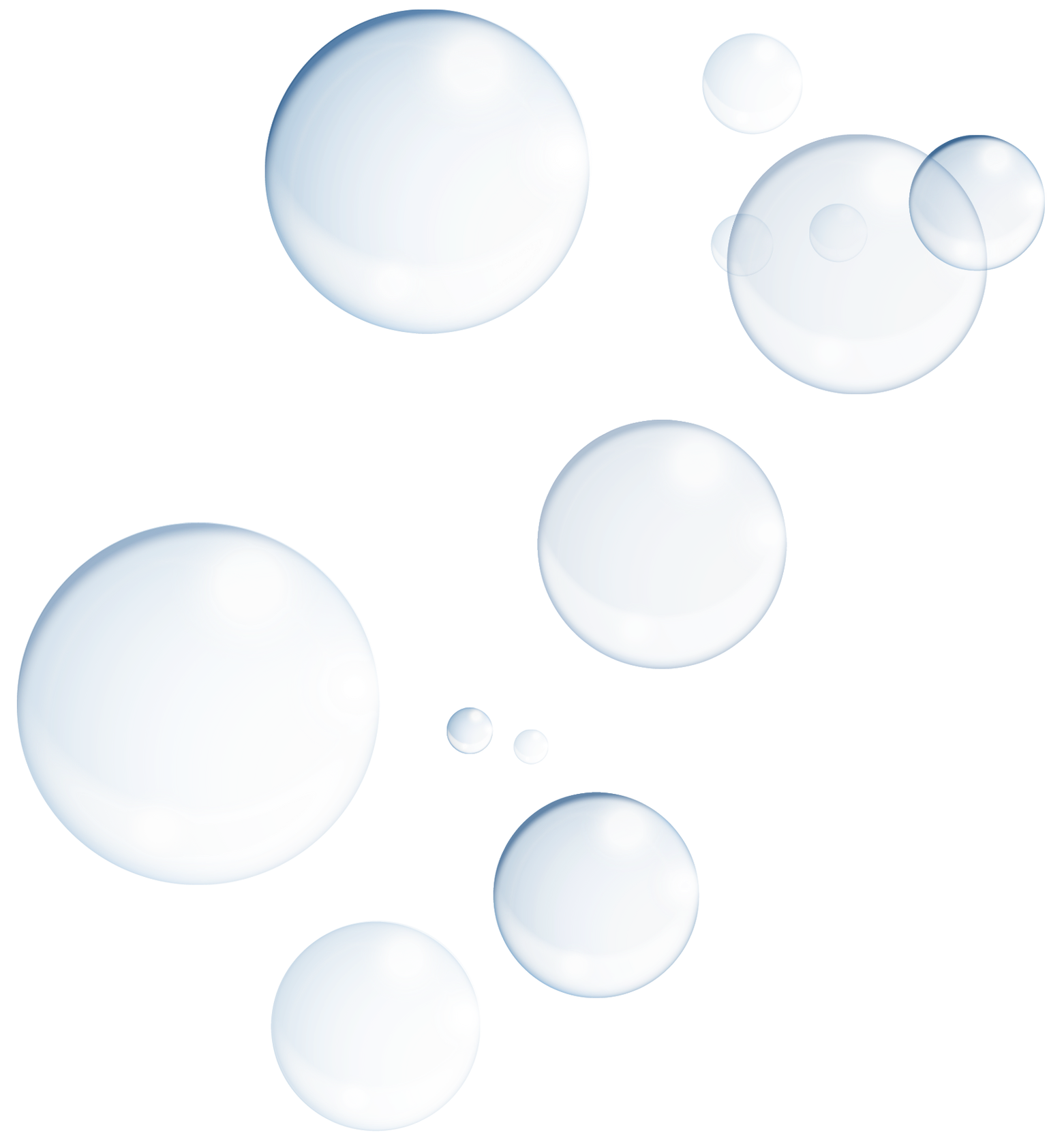 A bunch of water bubbles on a white background