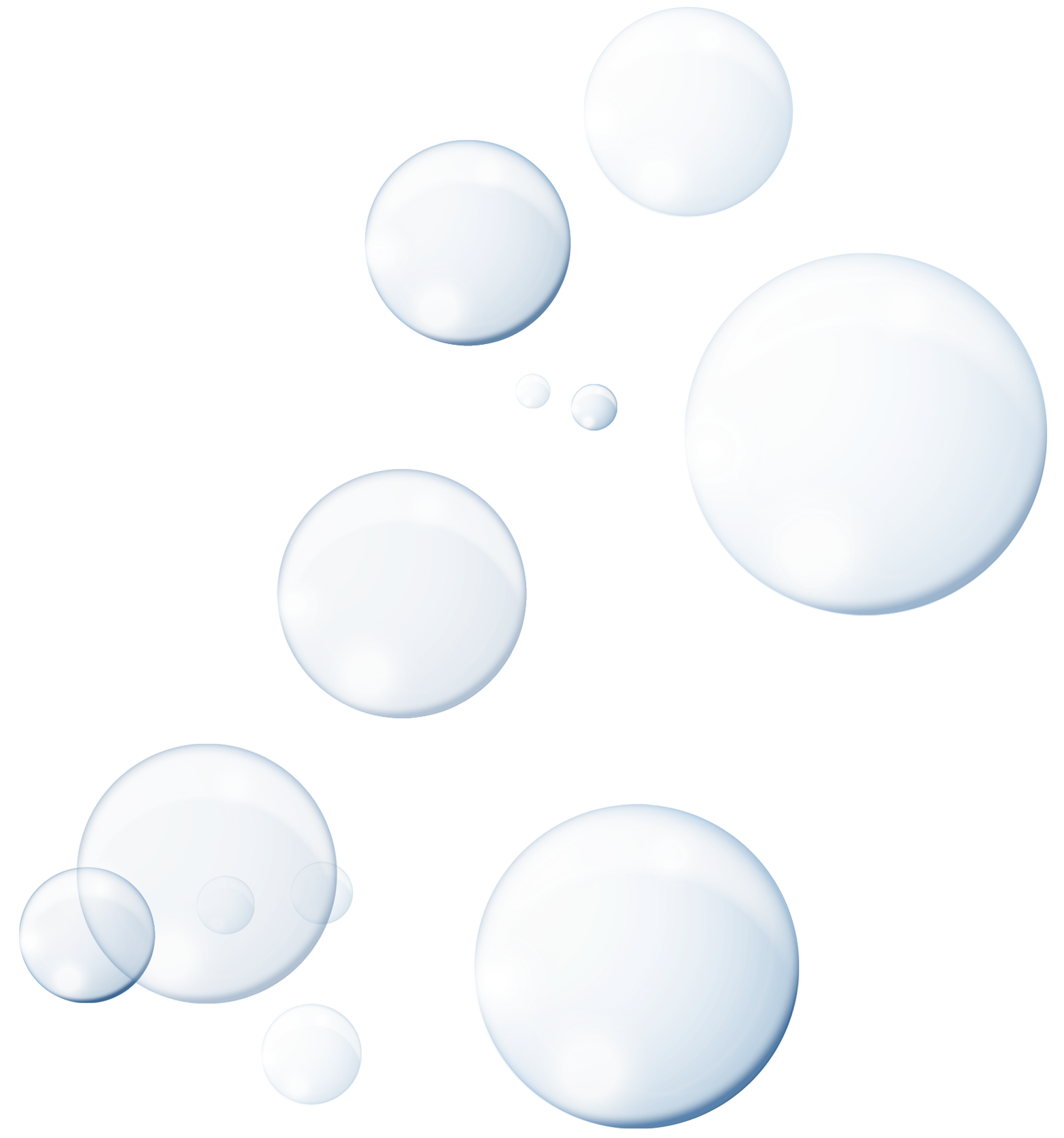 A bunch of water bubbles on a white background