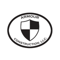 Logo for Armour Construction, LLC, with a black and white shield inside an oval; text reads "ARMOUR CONSTRUCTION, LLC".