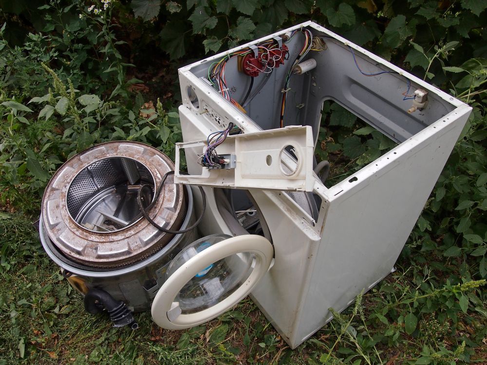 Dismantled Old Rusty Washing Machine