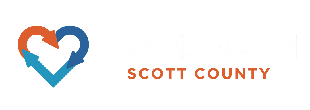 Heart logo with arrows in orange, blue, and turquoise. 