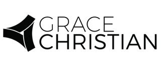 Logo for Grace Christian, featuring abstract geometric shape and text.