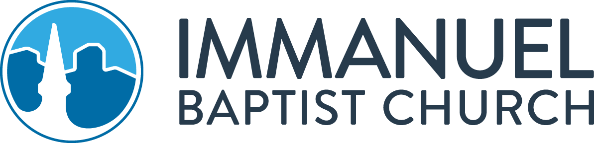 Logo of Immanuel Baptist Church: a blue and white graphic with a church icon, and text that says 