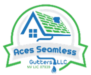 A logo for aces seamless gutters llc