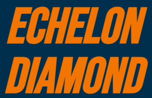 A blue and orange logo for echelon diamond