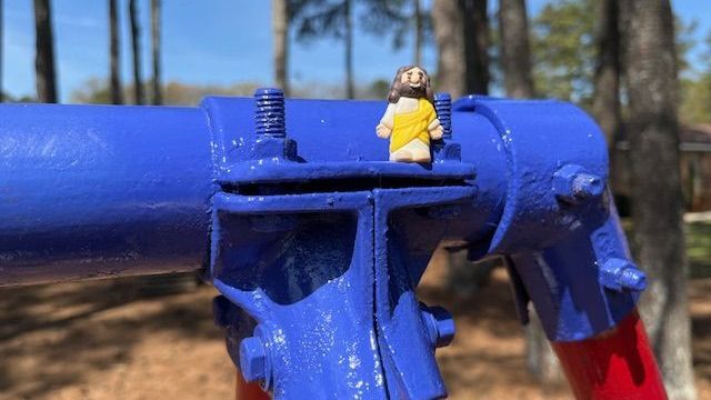Little Jesus on the playground
