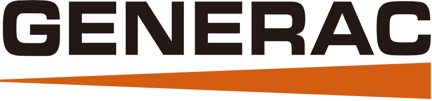 Generac logo: black text above an orange, slanted bar.
