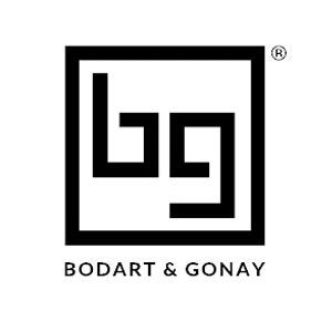 Un logotipo en blanco y negro para una empresa llamada bodart & gonay.
