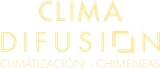 Un logotipo amarillo para clima diffusion sobre un fondo blanco.