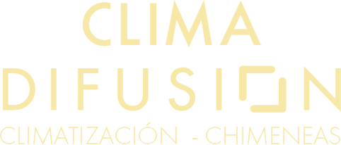 Un logotipo amarillo para clima diffusion sobre un fondo blanco.