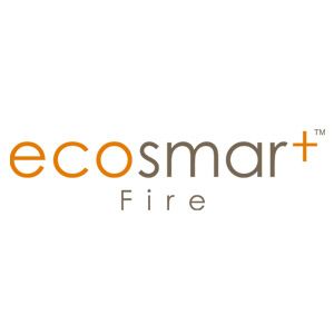 Un logotipo para ecosmart fire sobre un fondo blanco