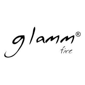 Un logotipo en blanco y negro para una empresa llamada glam fire.