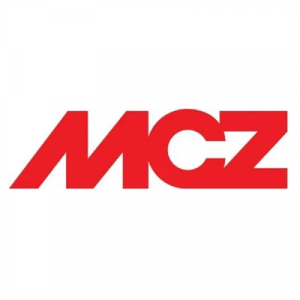 Un logotipo de mcz rojo sobre un fondo blanco