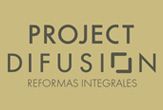 Un logotipo para una empresa llamada proyecto difusion reformas integrales.