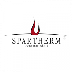 El logo de Spartherm tiene una llama roja.