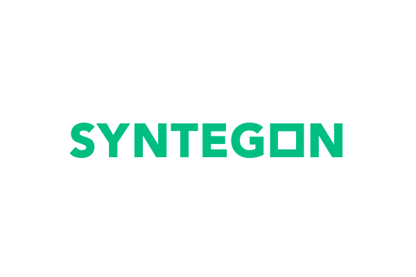 Syntegon logo in green text with a green square replacing the 