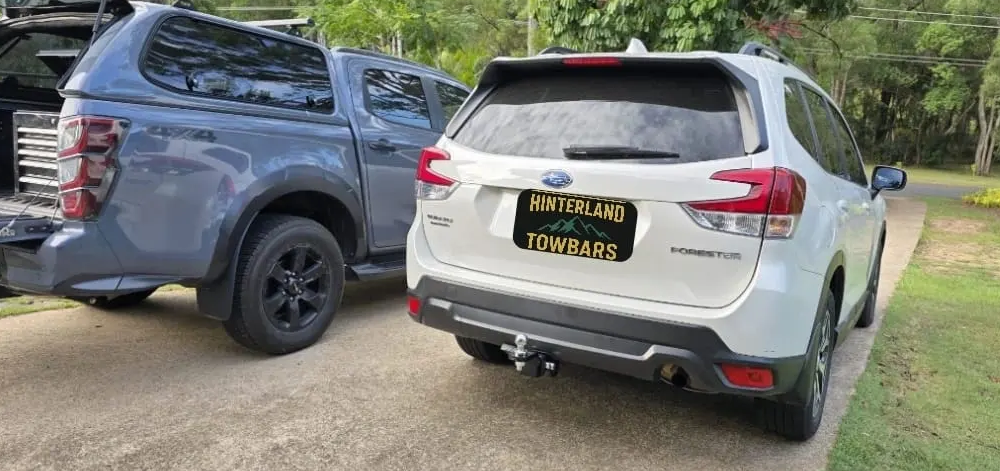 White Subaru Forester With a Black License Plate — Hinterland Towbars in Southside, QLD
