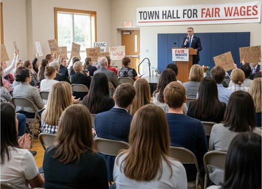 Man speaking at podium, 