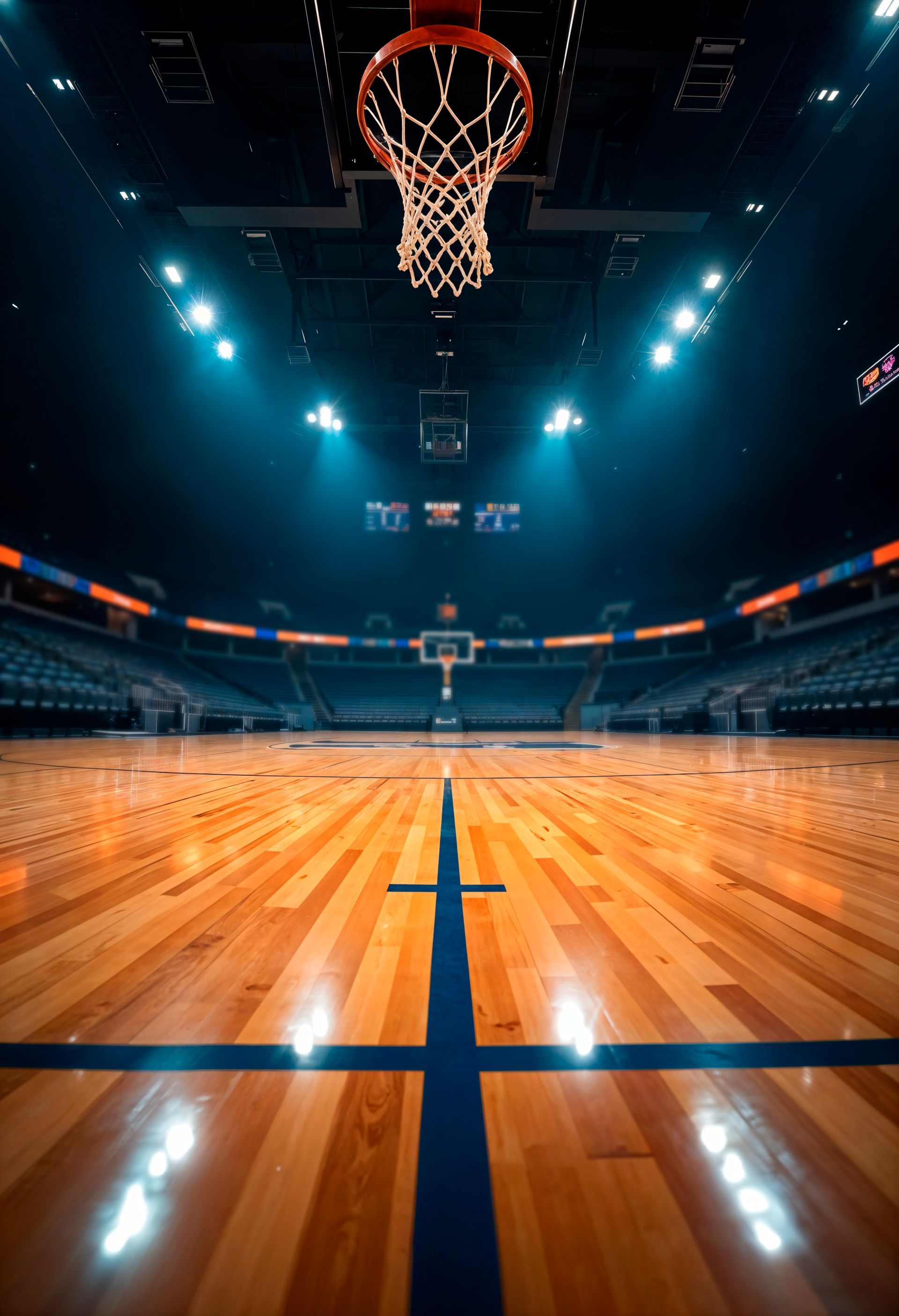 New York City skyline at dusk, lit buildings against a cloudy, pink-tinged sky.
