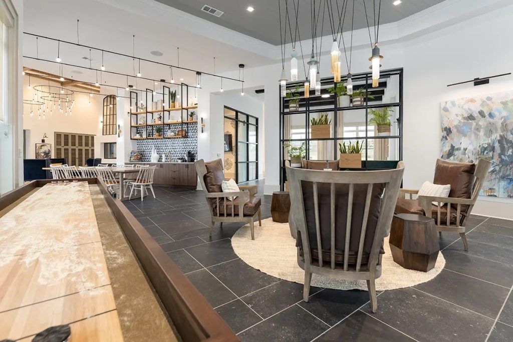 There is a bowling alley in the middle of the room.