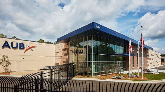 A large building with the word aub on it