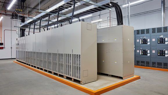 A large room with a lot of electrical equipment in it.