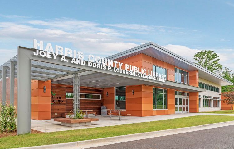 The harris county public library is located in a small town