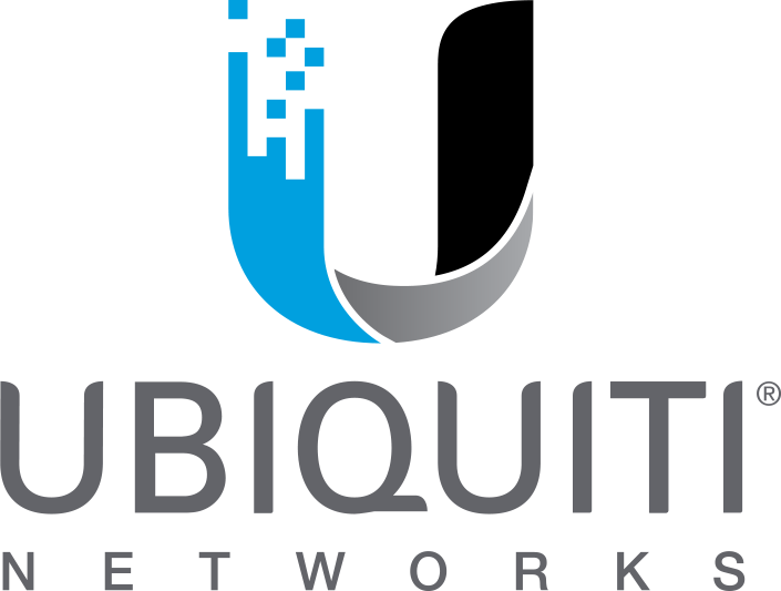 The ubiquiti networks logo is a blue and black logo with a u on it.