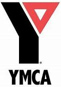 The ymca logo is black and red with a triangle in the middle.