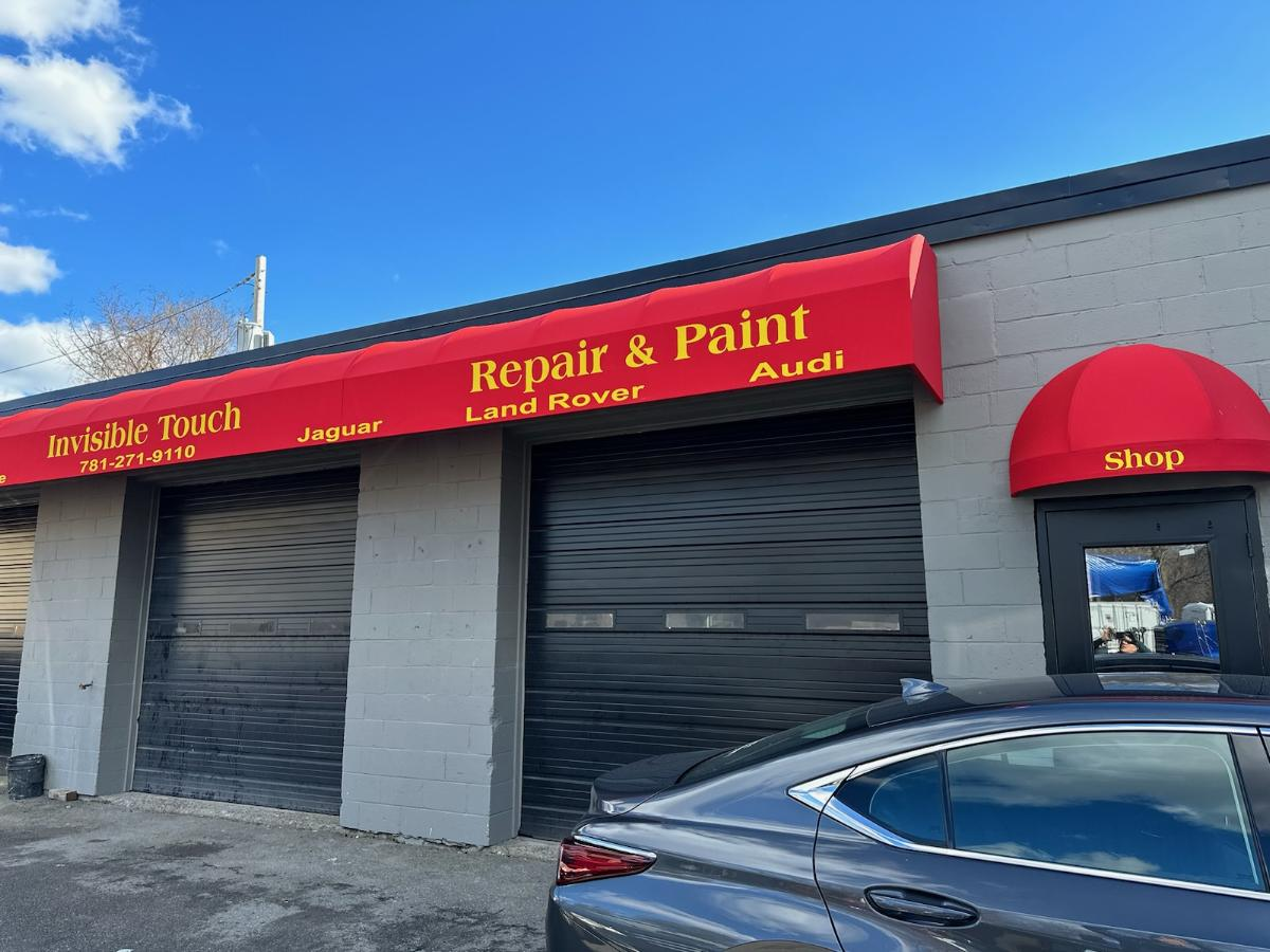 auto body shop storefront banner red