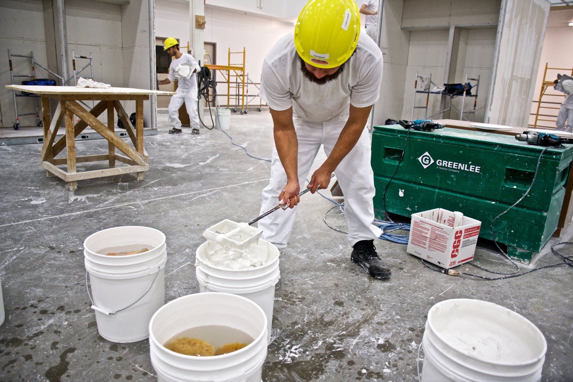 Photo of mixing plaster