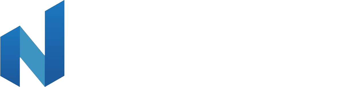 A blue and white logo for NextGen Design & Build.