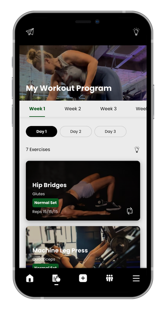 Smartphone displaying a workout app with exercise videos.